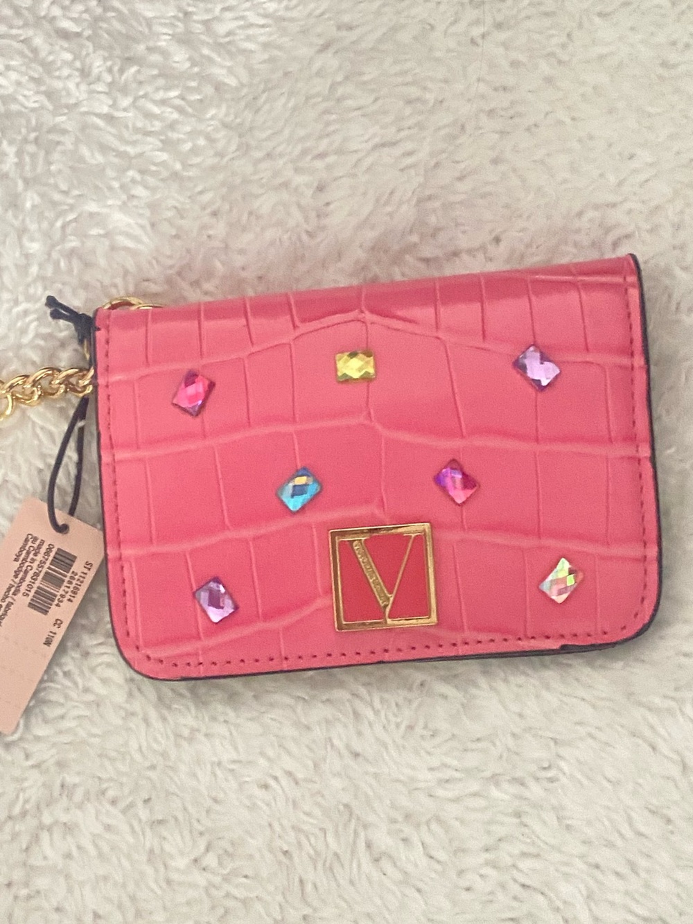 Pink Embellished Cardholder Keychain